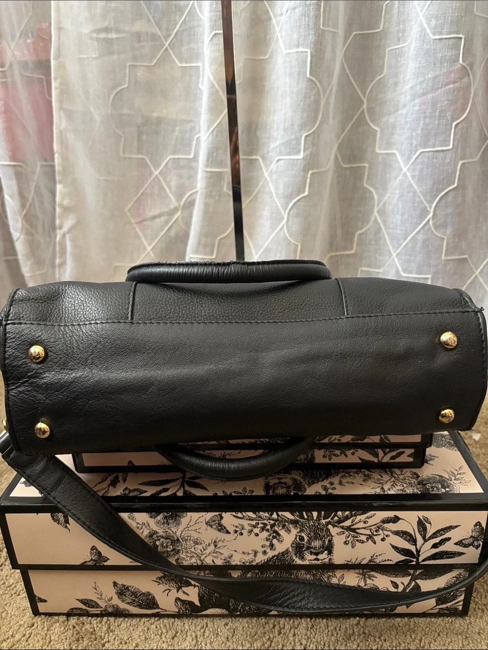 ⭐️Final Markdown⭐️Emma Fox Black Leather Shoulder Bag with Gold Hardware - Picture 9 of 12